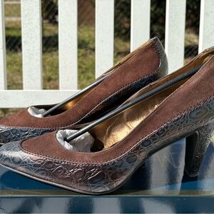 Midnight Velvet Brown and Silver Heels